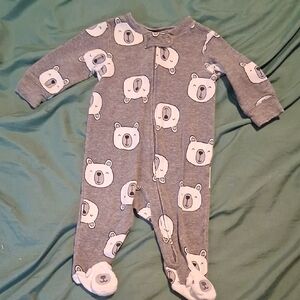 Gray Bear Print Kids One Piece